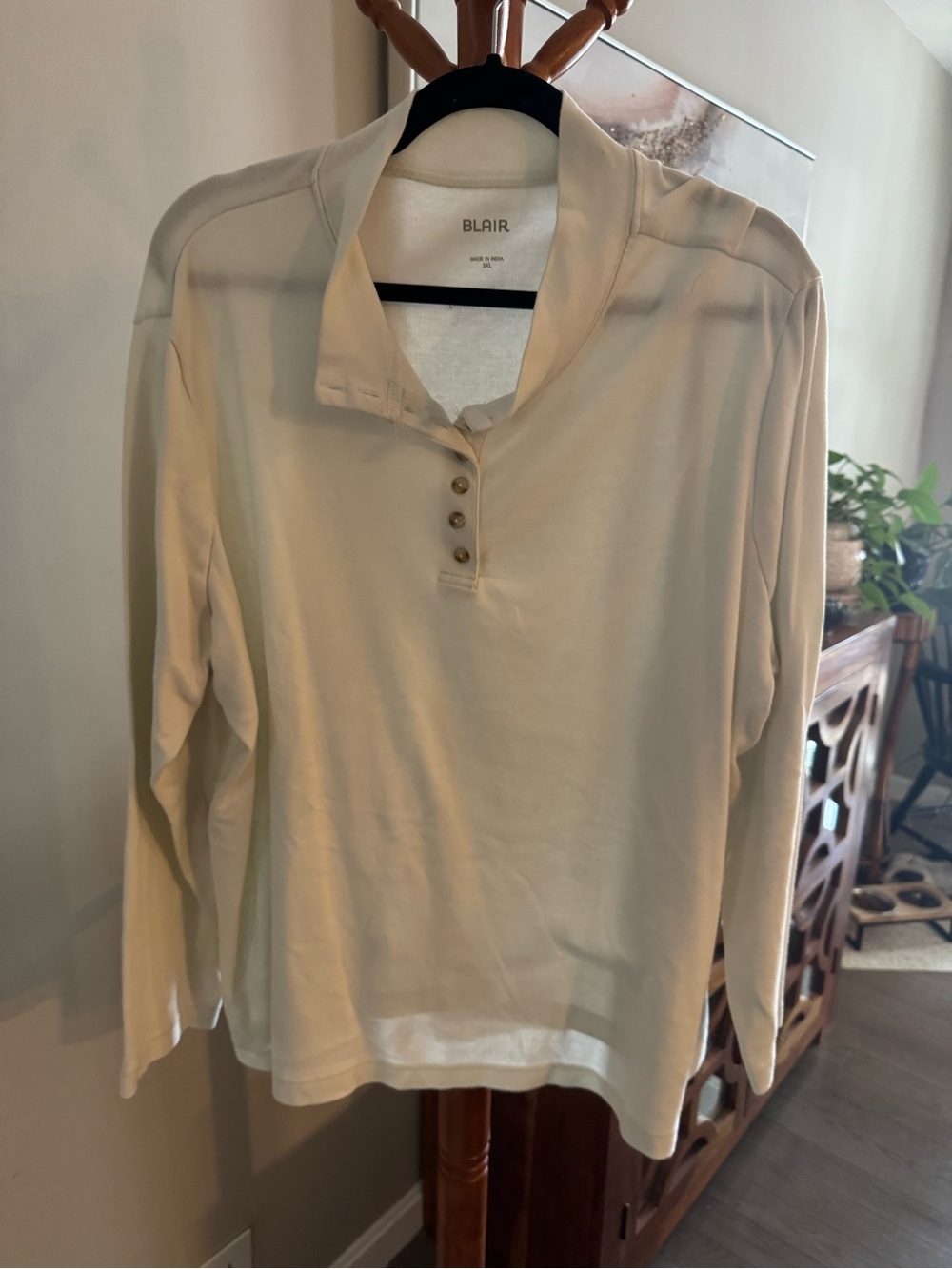 BLAIR Vintage Cream Colored Pullover Button Up Sweater Sweatshirt Size 3X